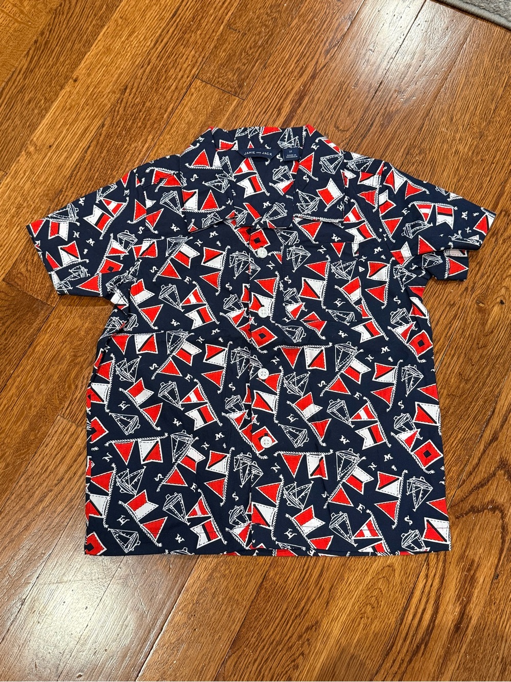 Janie & Jack 2T Nautical Poplin Cabana Button-Down T-Shirt